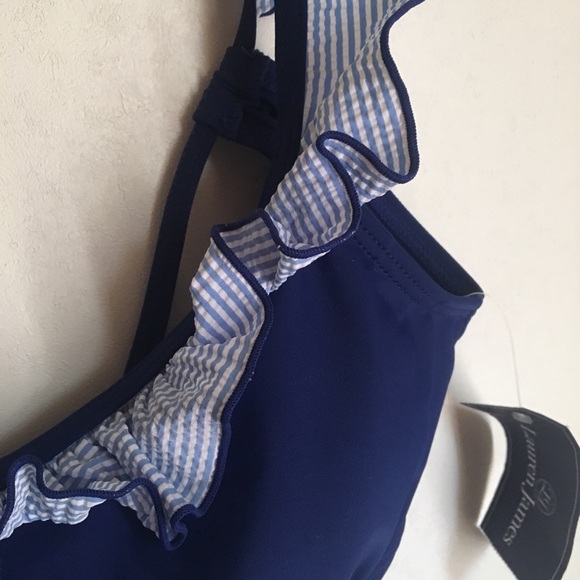 Lauren James Navy Blue Gingham Bikini Top - Picture 4 of 7